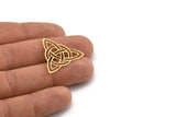Pirinç Etnik Charm, 12 Ham Pirinç Etnik Motif Şekilli Charm, Küpe Charm'ları (26x28x0,60 mm) A3473