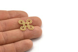 Brass Ethnic Charm, 12 Raw Brass Ethnic Motif Charms, Earring Charms (19x24x0.60mm) A3457