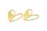 Brass Heart Charm, 12 Raw Brass Heart Connectors, Findings (25x25x0.60mm) A3479