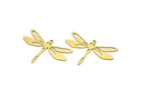 Brass Dragonfly Charm, 10 Raw Brass Dragonfly Shaped Charms With 1 Loop, Pendants, Findings (24x37x0.60mm) A3447
