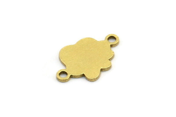 Brass Cloud Charm, 50 Raw Brass Cloud Shaped Charms With 2 Loops, Earring Charms, Connectors (12x8x0.60mm) A3502