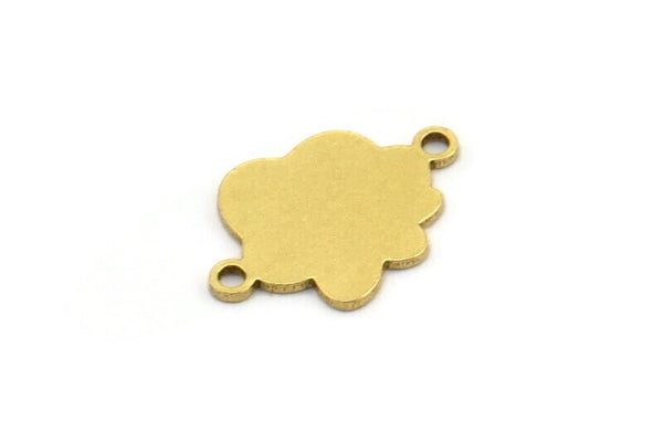 Brass Cloud Charm, 24 Raw Brass Cloud Shaped Charms With 2 Loops, Earring Charms, Connectors (14x10x0.60mm) A3503