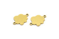 Brass Cloud Charm, 24 Raw Brass Cloud Shaped Charms With 2 Loops, Earring Charms, Connectors (14x10x0.60mm) A3503