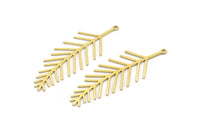 Brass Leaf Charm, 8 Raw Brass Branch Charms With 1 Loop, Charm Pendants (51x19x0.60mm) A3450