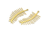 Brass Leaf Charm, 12 Raw Brass Branch Charms With 1 Loop, Charm Pendants (34x18x0.60mm) A3438
