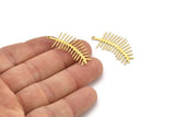 Brass Leaf Charm, 12 Raw Brass Branch Charms With 1 Loop, Charm Pendants (34x18x0.60mm) A3438