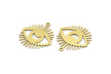 Brass Eye Charm, 12 Raw Brass Crescent Moon Patterned Eye Shaped Charms With 1 Loop (23x22x0.60mm) A3489