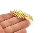 Brass Leaf Charm, 4 Raw Brass Branch Charms With 1 Loop, Charm Pendants (62x27x0.60mm) A3439