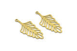 Brass Leaf Charm, 12 Raw Brass Leaf Charms With 1 Loop, Charm Pendants (34x15x0.60mm) A3408