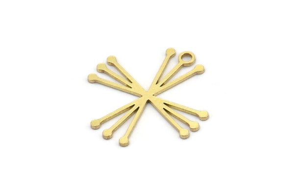 Pirinç Etnik Charm, 1 Döngülü 24 Ham Pirinç Etnik Motifli Charm, Küpe Charm'ları (20x20x0,60 mm) A3453