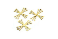 Pirinç Etnik Charm, 1 Döngülü 24 Ham Pirinç Etnik Motifli Charm, Küpe Charm'ları (20x20x0,60 mm) A3453