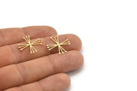 Pirinç Etnik Charm, 1 Döngülü 24 Ham Pirinç Etnik Motifli Charm, Küpe Charm'ları (20x20x0,60 mm) A3453