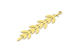 Brass Leaf Charm, 12 Raw Brass Branch Charms With 1 Loop, Charm Pendants (41x9x0.60mm) A3463