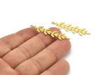 Brass Leaf Charm, 12 Raw Brass Branch Charms With 1 Loop, Charm Pendants (41x9x0.60mm) A3463