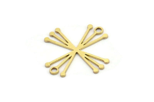 Brass Ethnic Charm, 24 Raw Brass Ethnic Motif Charms With 2 Loops, Earring Charms (21x20x0.60mm) A3454