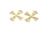 Brass Ethnic Charm, 24 Raw Brass Ethnic Motif Charms With 2 Loops, Earring Charms (21x20x0.60mm) A3454