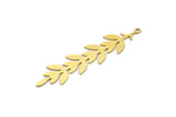 Brass Leaf Charm, 8 Raw Brass Branch Charms With 1 Loop, Charm Pendants (52x12x0.60mm) A3464