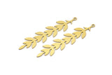 Brass Leaf Charm, 8 Raw Brass Branch Charms With 1 Loop, Charm Pendants (52x12x0.60mm) A3464