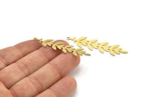Brass Leaf Charm, 8 Raw Brass Branch Charms With 1 Loop, Charm Pendants (52x12x0.60mm) A3464