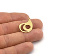 Brass Irregular Charm, 10 Raw Brass Crescent Moon And Cloud Patterned Irregular Shaped Charms With 1 Loop, Findings (28x18x0.60mm) A3485