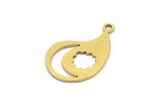 Brass Irregular Charm, 24 Raw Brass Crescent Moon And Cloud Patterned Irregular Shaped Charms With 1 Loop, Findings (19x13x0.60mm) A3482
