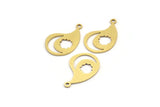Brass Irregular Charm, 24 Raw Brass Crescent Moon And Cloud Patterned Irregular Shaped Charms With 1 Loop, Findings (19x13x0.60mm) A3482