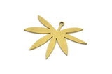 Brass Leaf Charm, 8 Raw Brass Leaf Shaped Charms With 1 Loop, Charm Pendants (26x34x0.60mm) A3399