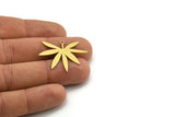 Brass Leaf Charm, 8 Raw Brass Leaf Shaped Charms With 1 Loop, Charm Pendants (26x34x0.60mm) A3399