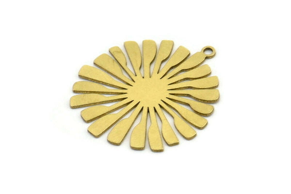 Brass Flower Charm, 6 Raw Brass Flower Shaped Charms With 1 Loop, Charm Pendants (28x25x0.60mm) A3433