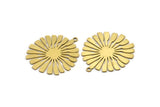 Brass Flower Charm, 6 Raw Brass Flower Shaped Charms With 1 Loop, Charm Pendants (28x25x0.60mm) A3433
