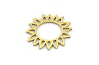 Pirinç Çiçek Tılsımı, 24 Ham Pirinç Ayçiçeği Tılsımı, Küpe Tılsımı (16x15x0,60 mm) A3465