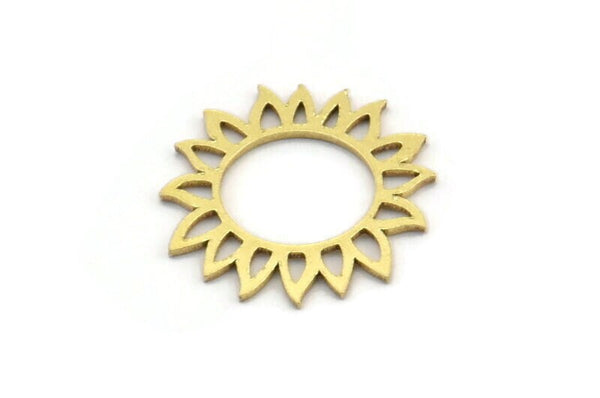Pirinç Çiçek Tılsımı, 24 Ham Pirinç Ayçiçeği Tılsımı, Küpe Tılsımı (16x15x0,60 mm) A3465