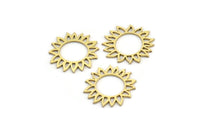 Pirinç Çiçek Tılsımı, 24 Ham Pirinç Ayçiçeği Tılsımı, Küpe Tılsımı (16x15x0,60 mm) A3465