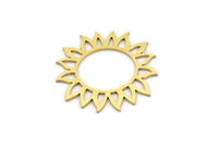 Pirinç Çiçek Tılsımı, 12 Ham Pirinç Ayçiçeği Tılsımı, Küpe Tılsımı (25x23x0,60 mm) A3467