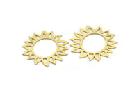 Pirinç Çiçek Tılsımı, 8 Ham Pirinç Ayçiçeği Tılsımı, Küpe Tılsımı (31x29x0,60 mm) A3468