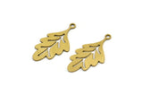 Brass Leaf Charm, 12 Raw Brass Leaf Charms With 1 Loop, Charm Pendants (24x13x0.60mm) A3405