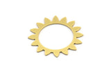 Brass Round Charm, 12 Raw Brass Sun Shaped Charms, Charm Pendants, Connector Findings (26x0.60mm) A3505
