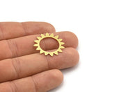 Brass Round Charm, 12 Raw Brass Sun Shaped Charms, Charm Pendants, Connector Findings (26x0.60mm) A3505
