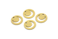 Brass Moon Charm, 24 Raw Brass Crescent Moon Charms With 1 Hole, Round Moon Charms (13x0.80mm) A3444