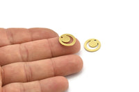 Brass Moon Charm, 24 Raw Brass Crescent Moon Charms With 1 Hole, Round Moon Charms (13x0.80mm) A3444