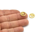 Brass Moon Charm, 24 Raw Brass Crescent Moon Charms With 1 Hole, Round Moon Charms (13x0.80mm) A3444