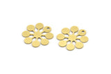 Brass Flower Charm, 12 Raw Brass Round Shaped Flower Charms With 1 Hole, Charm Pendants (18x17x0.60mm) A3499