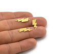 Brass Lightning Charm, 24 Raw Brass Lightning Charms With 1 Loop, Earring Charms, Findings (23x7x0.60mm) A3440