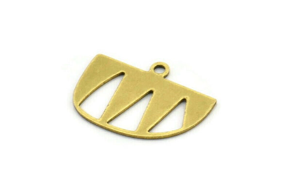 Semi Circle Charm, 24 Raw Brass Semi Circle Charms With 1 Loop, Pendant Charms (13x18x0.60mm) A3404