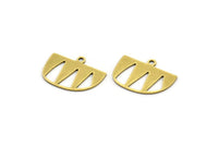 Semi Circle Charm, 24 Raw Brass Semi Circle Charms With 1 Loop, Pendant Charms (13x18x0.60mm) A3404