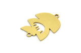 Brass Irregular Charm, 12 Raw Brass Irregular Shaped Charms With 2 Loops, Connectors (21x16x0.60mm) A3414
