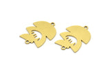 Brass Irregular Charm, 12 Raw Brass Irregular Shaped Charms With 2 Loops, Connectors (21x16x0.60mm) A3414