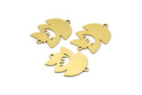 Brass Irregular Charm, 12 Raw Brass Irregular Shaped Charms With 2 Loops, Connectors (21x16x0.60mm) A3414
