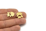 Brass Irregular Charm, 12 Raw Brass Irregular Shaped Charms With 2 Loops, Connectors (21x16x0.60mm) A3414