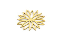 Brass Flower Charm, 12 Raw Brass Flower Charms, Charm Pendants (22x20x0.60mm) A3474